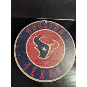 Houston Texans NFL Round Wood Sign Wall Decor 12 inch‎ football  man cave